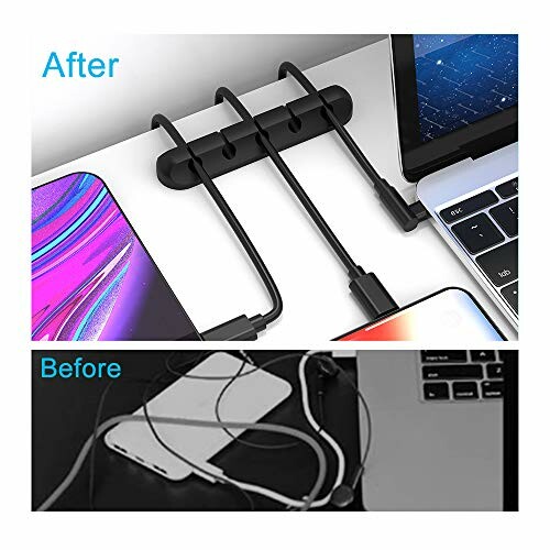 Cable management solution showing before and after comparison with organized cables.