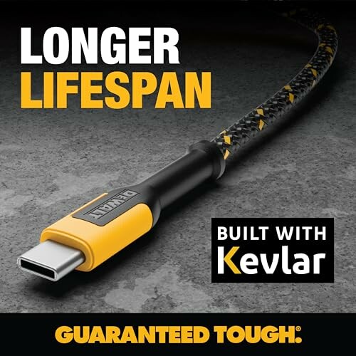 USB cable with Kevlar for longer lifespan