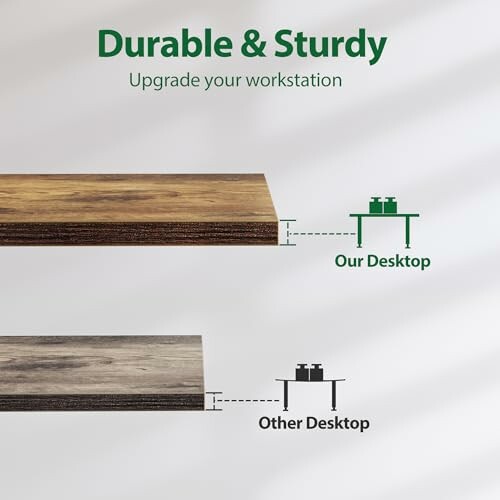 A comparison of two desktop surfaces highlighting durability and sturdiness.