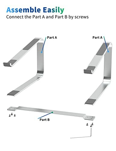 Instructions for assembling a laptop stand with labeled parts A and B.