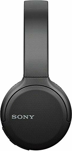 Black Sony headphones with logo on the ear cup