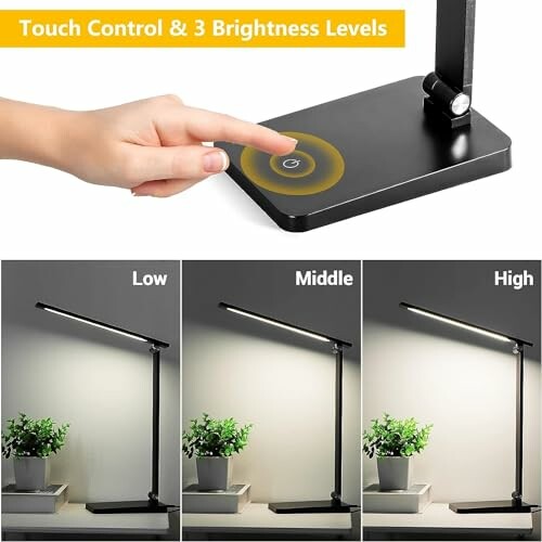 Desk lamp with touch control and three brightness levels