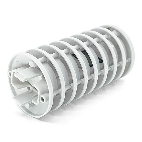 White plastic hair roller with multiple slots.