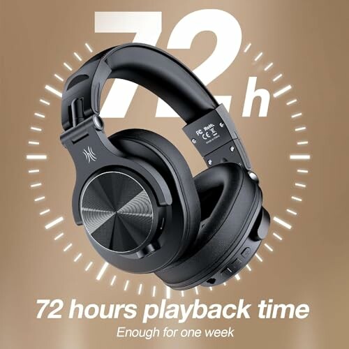 Wireless headphones with 72 hours playback time.